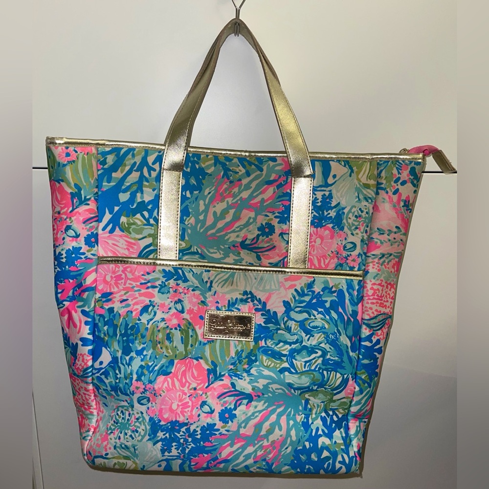 Lilly Pulitzer Fished My Wish convertible Backpack Tote Bag Missing Strap